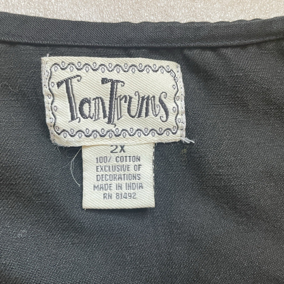 Vintage 90s TanTrums Vest Women 2X Black Gold Embroidered Floral Button Front - Picture 5 of 10